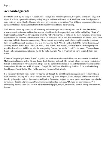 Louie Louie: The History and Mythology of the World’ Most Famous Rock’n’Roll Song; Including the Full Details of Its Torture and Persecution at the Hands of the Kingsmen, J. Edgar Hoover’s F.B.I., and a Cast of Millions; and Introducing, for the First Time Anywhere, the Actual Dirty Lyrics