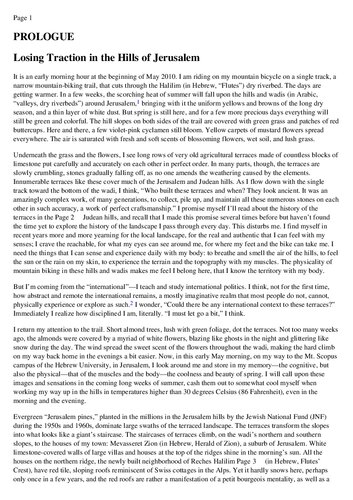 The Politics of the Trail: Reflexive Mountain Biking along the Frontier of Jerusalem