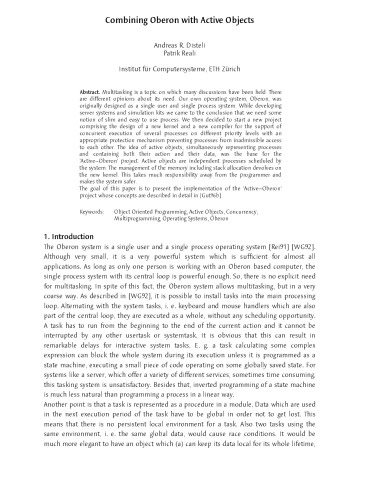 Combining Oberon with Active Objects