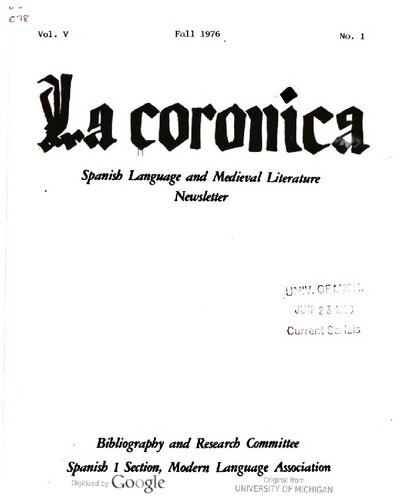 La corónica. A Journal of Medieval Hispanic Languages, Literatures, and Cultures