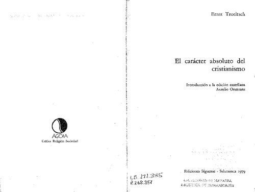 El carácter absoluto del cristianismo