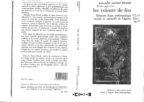 Les voleurs de feu : Éléments d'une anthropologie sociale et culturelle de l'Algérie