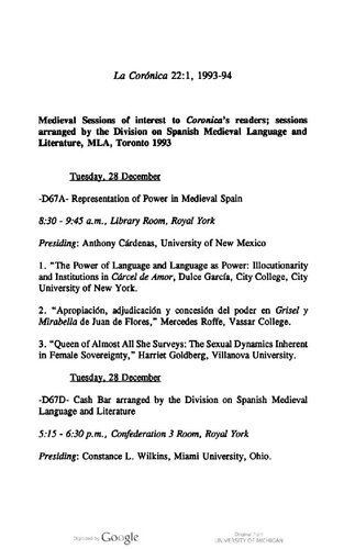 La corónica. A Journal of Medieval Hispanic Languages, Literatures, and Cultures