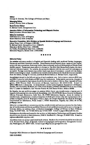 La corónica. A Journal of Medieval Hispanic Languages, Literatures, and Cultures