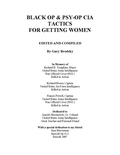 BLACK OP & PSY-OP CIA TACTICS FOR GETTING WOMEN