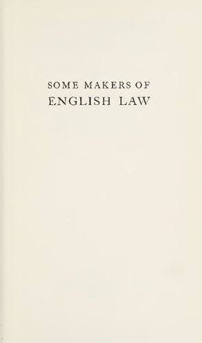 Some Makers of English Law