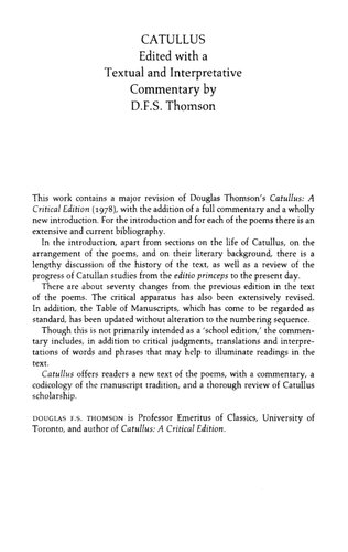 Catullus. Edited with a Textual and Interpretative Commentary