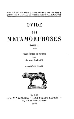 Ovide: Les Métamorphoses. Tome I-III