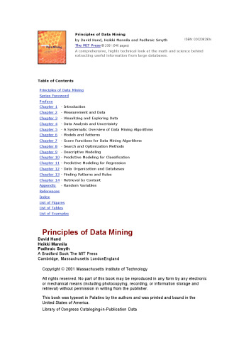 Principles of Data Mining