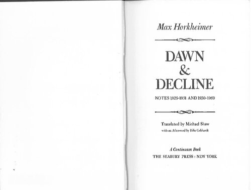 Dawn and Decline: notes 1926-1931 and 1950-1969