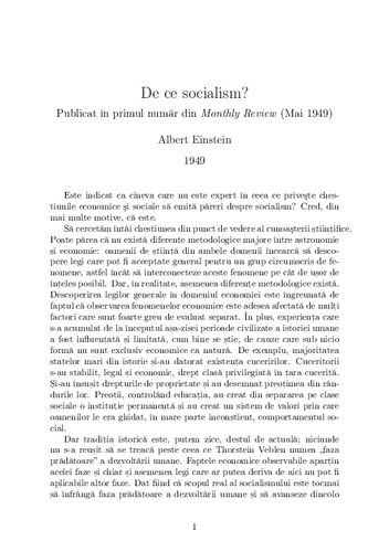 De ce socialism?