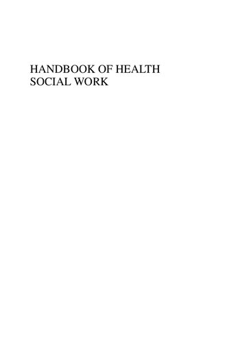 Handbook of health social work