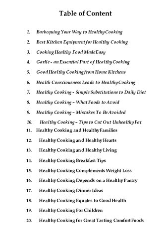 Cooking Healthy Foods: 