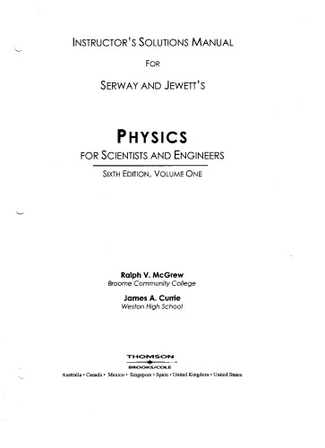 Physics For Scientists And Engineers. Solutions Manual