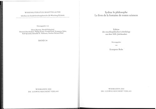 Sydrac le philosophe: Le livre de la fontaine de toutes sciences: Edition des enzyklopädischen Lehrdialogs aus dem XIII Jahrhundert