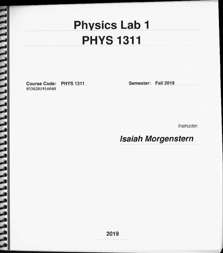 Laboratory Manual for General Physics Lab 1 PHYS 1311 Fall 2019