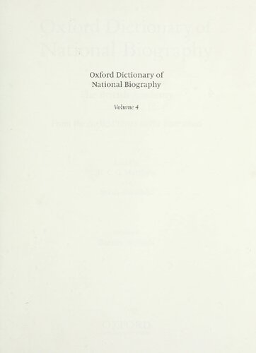 Oxford Dictionary of National Biography - Volume 4 Barney–Bellasis