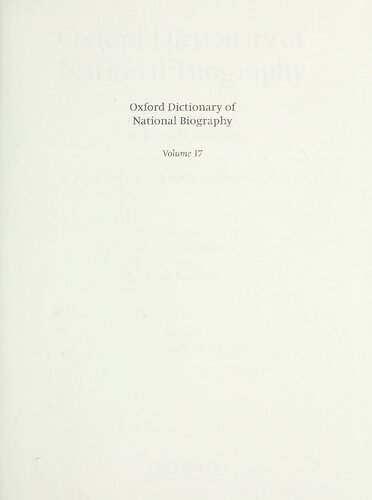 Oxford Dictionary of National Biography - volume 17 Drysdale–Ekins