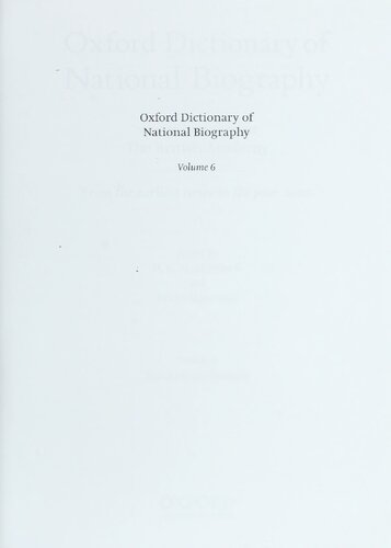 Oxford Dictionary of National Biography - volume 6 Blackmore–Bowyer