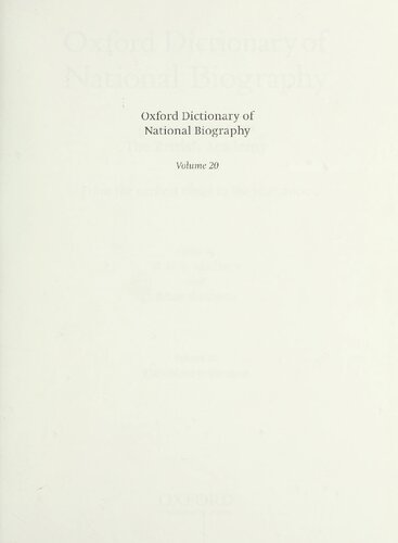 Oxford Dictionary of National Biography - volume 20 Flattisbury–Freston