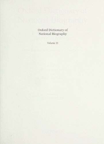 Oxford Dictionary of National Biography - volume 21 Freud–Gibberd