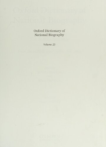 Oxford dictionary of national biography: from the earliest times to the year 2000 volume 23 Goss–Griffiths