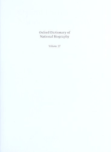 Oxford Dictionary of National Biography - volume 37 Martindale–Meynell