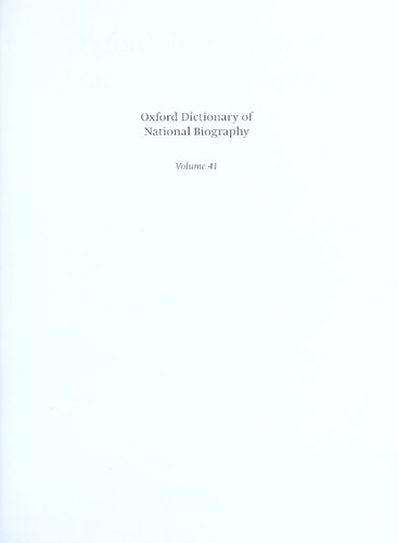 Oxford Dictionary of National Biography - volume 41 Norbury–Osborn