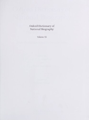 Oxford dictionary of national biography: from the earliest times to the year 2000 volume 55 Tonson–Usher