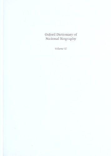 Oxford Dictionary of National Biography - volume 57 Walliers–Welles