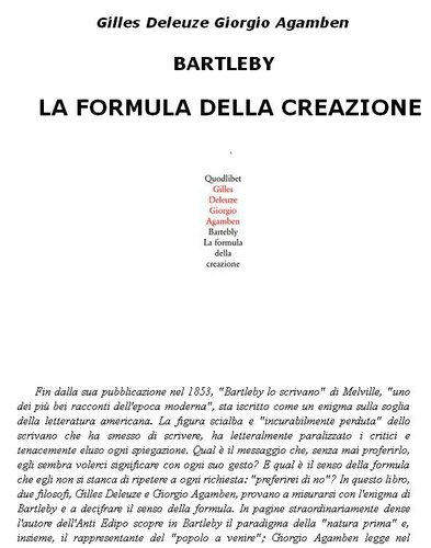 Bartleby. La formula della creazione