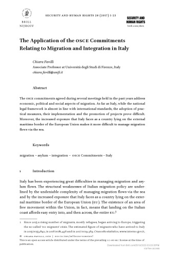 The Application of the osce Commitments Relating to Migration and Integration in Italy
