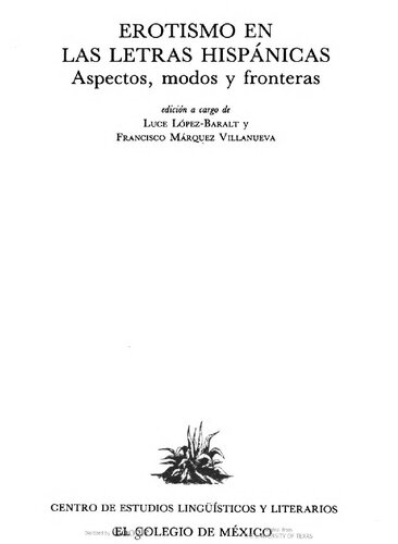 Erotismo en las letras hispánicas : aspectos, modos y fronteras