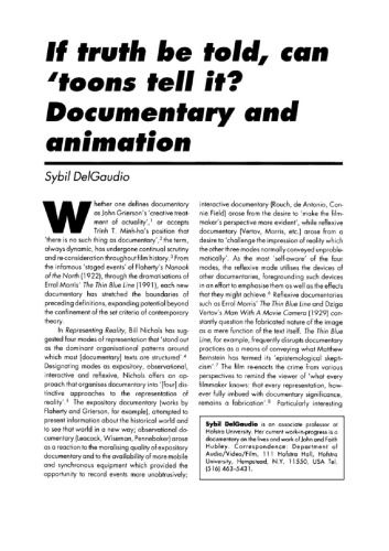 If truth be told, can ’toons tell it? Documentary and animation