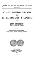 Quelques problèmes d’histoire de la paysannerie byzantine