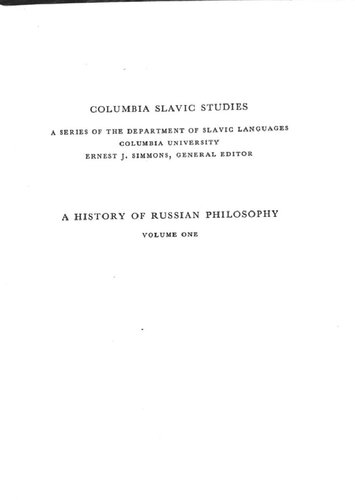 A History of Russian Philosophy: Volume One