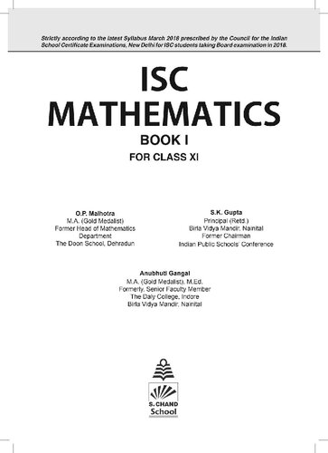 ISC Mathematics for Class XI
