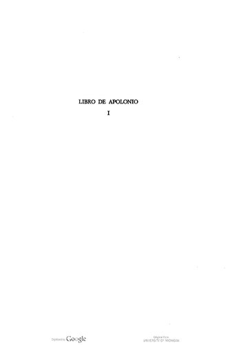 Libro de Apolonio. Estudios, ediciones, concordancias. Estudios