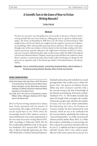 A Scientific Turn in the Genre of How-to Fiction Writing Manuals?