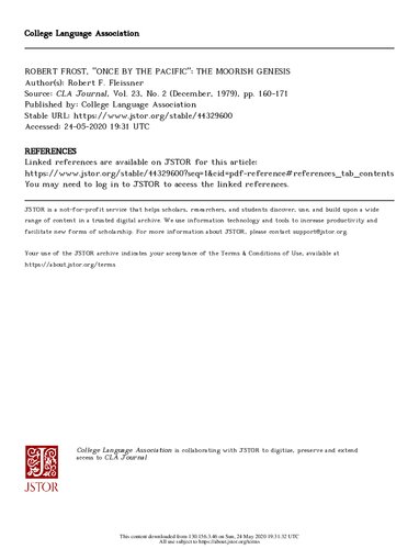 Robert Frost, "Once By The Pacific": The Moorish Genesis