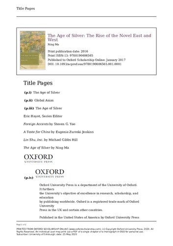 The age of silver: the rise of the novel East and West /