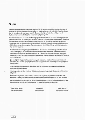 Ertan Sinan Şahin Tyt/Ayt Fizik Denemeleri