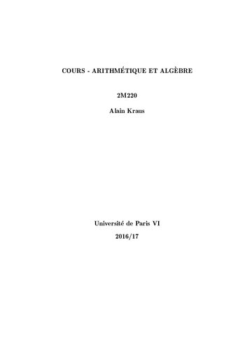 Cours - Arithmétique et algèbre 2M220