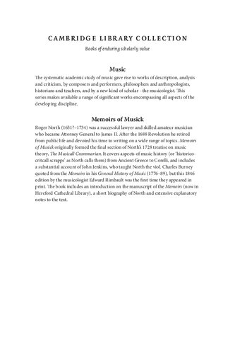 Memoirs of Musick: Now First Printed from the Original MS. and Edited, with Copious Notes