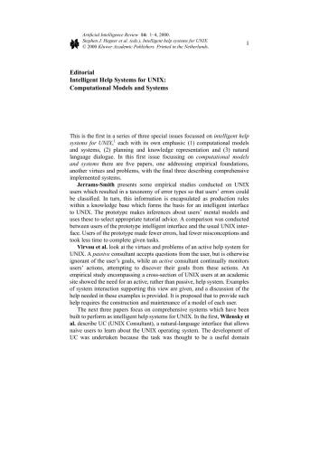 Intelligent Help Systems for UNIX