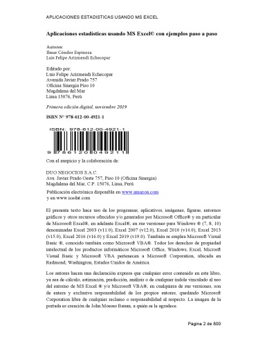 Aplicaciones Estadisticas usando MS Excel con ejemplos paso a paso