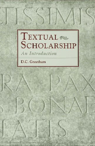Textual Scholarship: An Introduction
