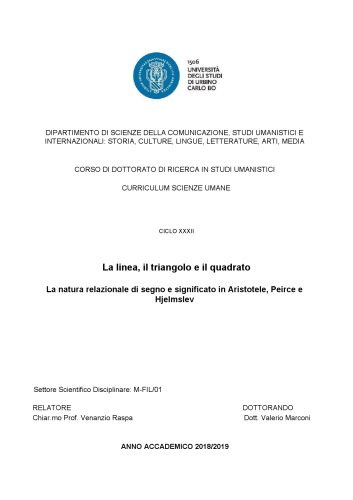 La linea, il triangolo e il quadrato. La natura relazionale di segno e significato in Aristotele, Peirce e Hjelmslev