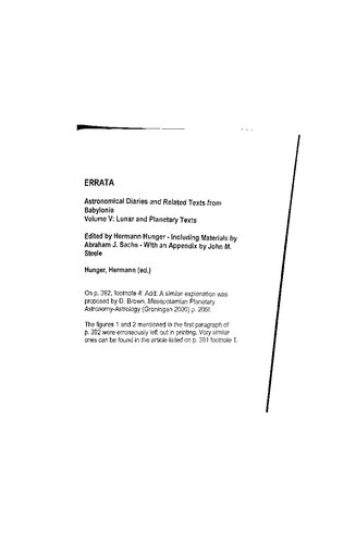 Astronomical diaries and related texts from Babylonia 5 : Lunar and planetary texts.