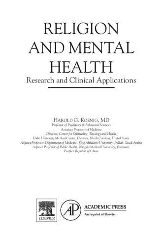 Religion and Mental Health: Research and Clinical Applications
